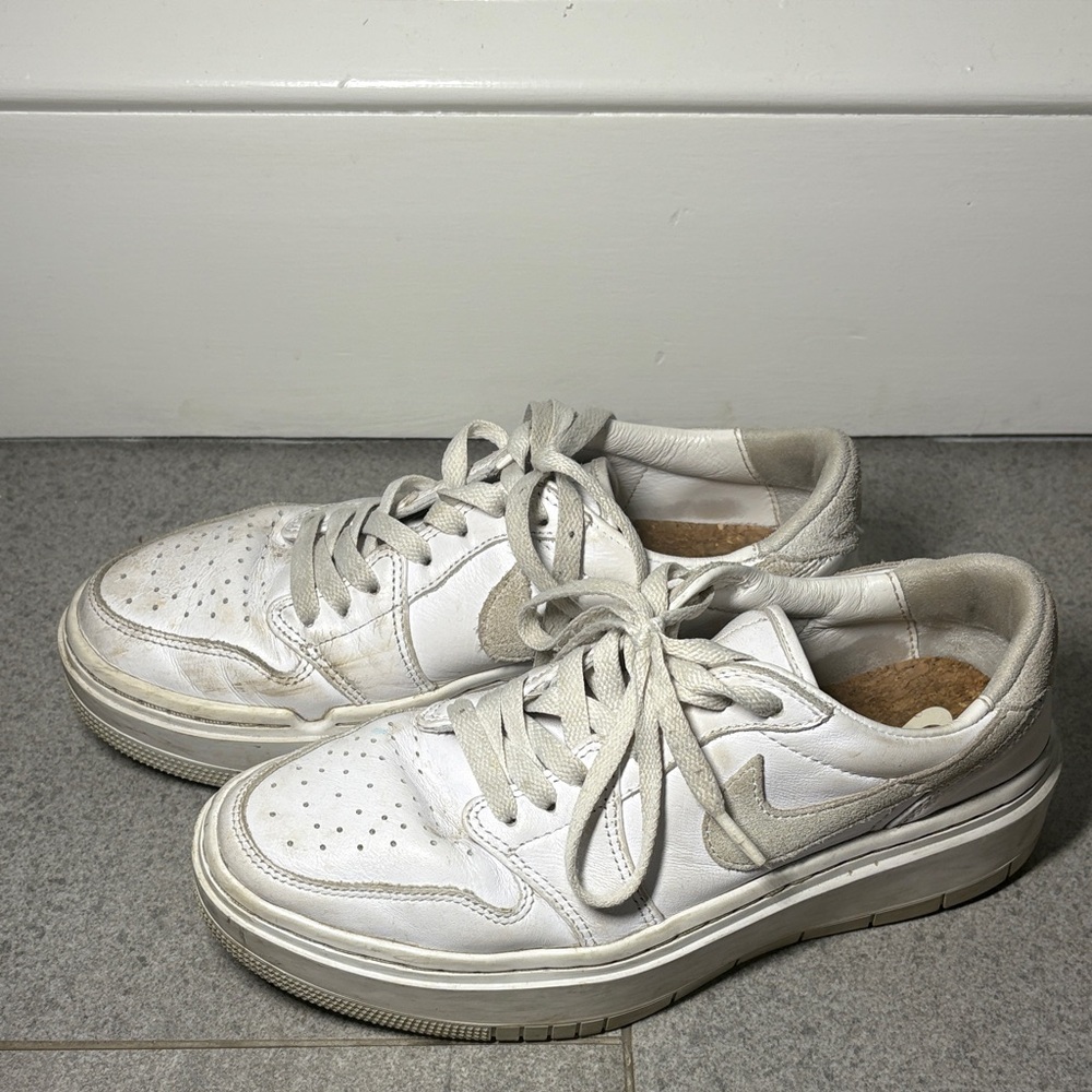 Nike Air Force 1 White and Tan Sneakers